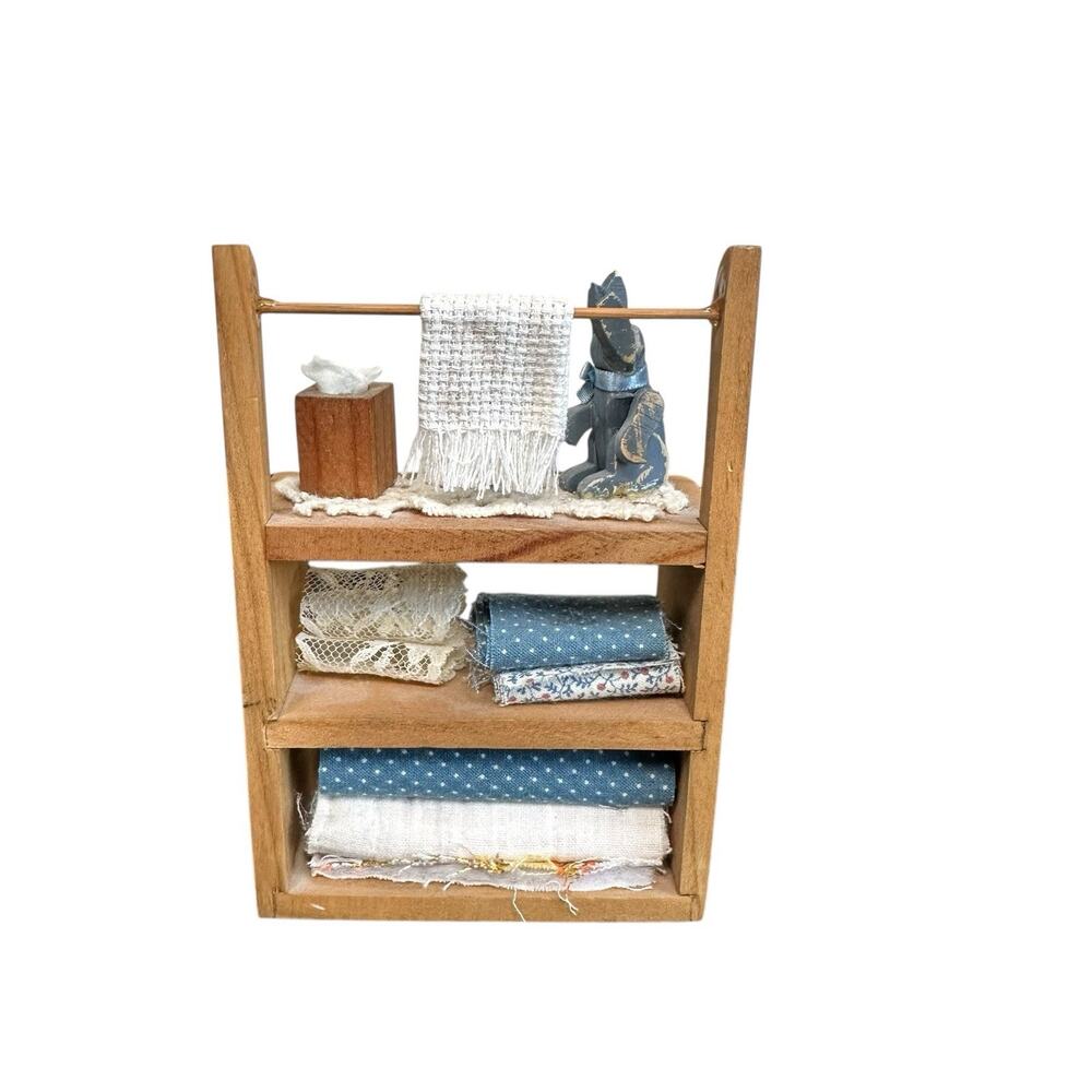 Vintage Dollhouse Miniature Furniture Lot Kitchen Hutch And Baby Changing Table - Picture 4 of 15